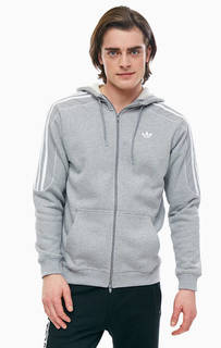 Серая толстовка из хлопка с капюшоном Adidas Originals