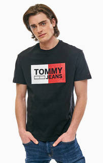 Хлопковая футболка с логотипом бренда Tommy Jeans