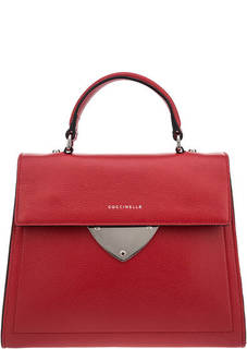 Красная кожаная сумка с откидным клапаном B14 Coccinelle