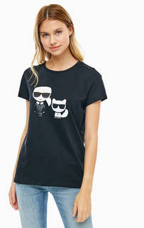 Черная хлопковая футболка с принтом Karl Lagerfeld