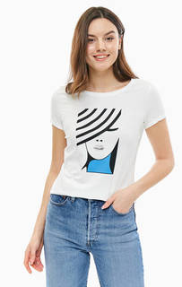 Трикотажная футболка с контрастным принтом Comma