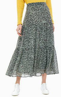 Длинная расклешенная юбка с животным принтом Ichi