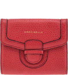 Красный кожаный кошелек на кнопке Vega Coccinelle