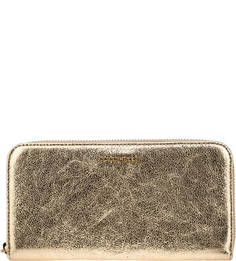 Золотистый кошелек из натуральной кожи Metallic Glitter Coccinelle