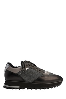 Кроссовки с текстильными вставками Santoni