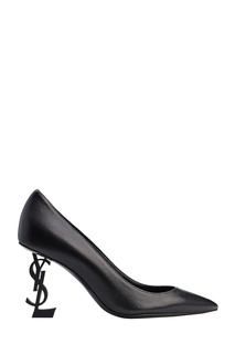 Черные туфли с фигурным каблуком Saint Laurent