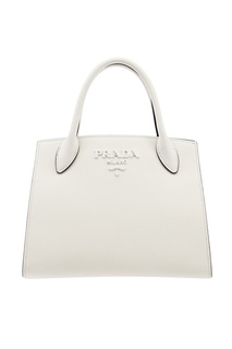 Белая кожаная сумка Monochrome Prada