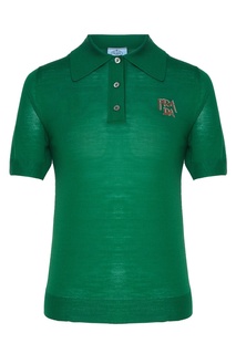 Зеленое поло с логотипом Prada