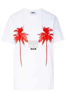 Белая футболка с принтом Msgm