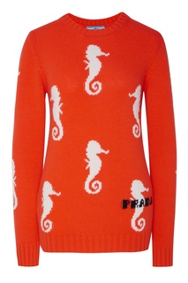 Красный джемпер с рисунком Prada