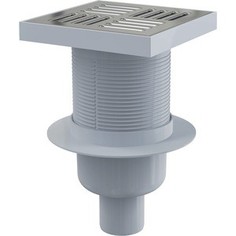 Душевой трап AlcaPlast 150х150/50, подводка - прямая, нержавеющая сталь, гидрозатвор - мокрый (APV6411)