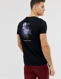 Футболка с цветочным принтом на спине и овальным вырезом ASOS DESIGN - Черный