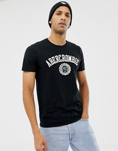 Черная футболка с логотипом на груди Abercrombie & Fitch - Черный