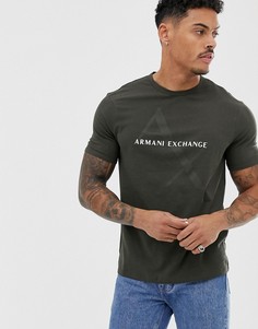 Футболка цвета хаки с логотипом Armani Exchange - Зеленый