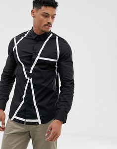 Черная рубашка с логотипом Armani Exchange - Темно-синий