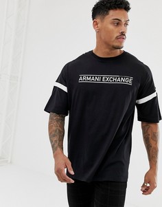 Черная oversize-футболка с логотипом Armani Exchange - Черный