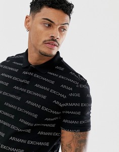 Поло черного цвета с логотипом Armani Exchange - Черный