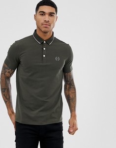 Поло цвета хаки с контрастной отделкой и логотипом Armani Exchange - Зеленый
