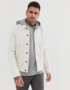 Серовато-бежевая джинсовая куртка ASOS DESIGN - Белый
