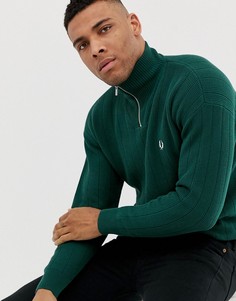 Зеленый джемпер с воротом на молнии Fred Perry - Зеленый