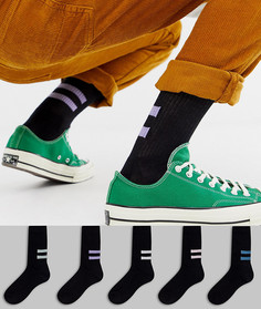 Набор из 5 пар спортивных носков в полоску ASOS DESIGN - Черный