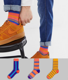 3 пары носков синего и оранжевого цвета с полосками ASOS DESIGN - Мульти