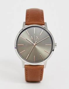 Часы с кожаным ремешком Armani Exchange AX2708 Cayde 42 мм - Коричневый