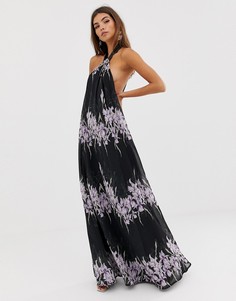 Платье-трапеция макси с халтером и цветочным принтом ASOS DESIGN - Мульти