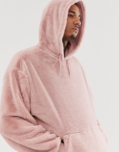 Oversize-худи розового цвета из искусственного меха ASOS DESIGN - Розовый