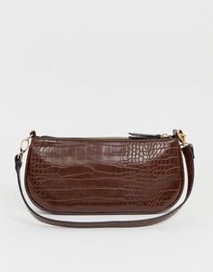 Коричневая сумка на плечо с эффектом крокодиловой кожи My Accessories London - Коричневый