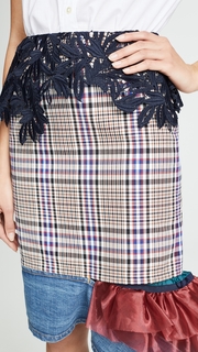 Kolor Plaid Contrast Hem Skirt