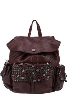 Бордовый кожаный рюкзак с декоративной отделкой Campomaggi