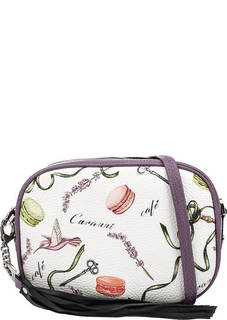 Кожаная сумка через плечо с цветочным принтом Curanni