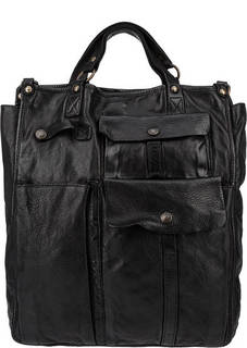 Черная кожаная сумка с широким плечевым ремнем Campomaggi