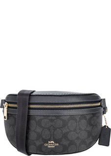 Маленькая синяя сумка с одним отделом на молнии Coach