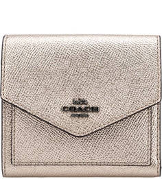 Золотистый кошелек из сафьяновой кожи Coach