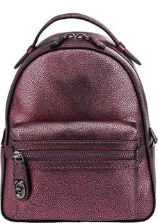 Рюкзак цвета фуксии из зерненой кожи Coach