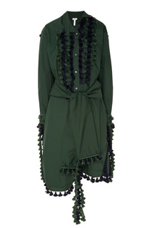Темно-зеленое платье с декором Loewe