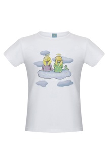 Белая футболка с принтом «Ангелы» Lisa&Leo