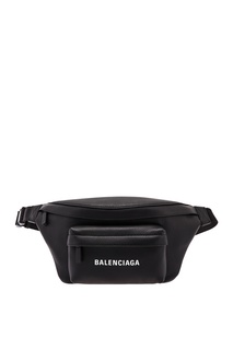Черная кожаная поясная сумка Everyday Logo Balenciaga Man