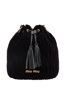 Черная бархатная сумка-ведро Miu Miu