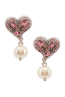 Серьги в виде сердец с жемчужными подвесками Miu Miu