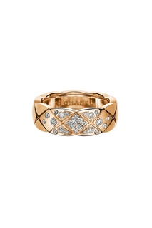Кольцо COCO CRUSH из золота BEIGE с бриллиантами, модель маленького размера Chanel
