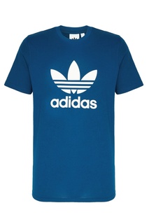 Синяя футболка с логотипом-трилистником Adidas