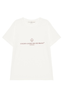 Белая хлопковая футболка с логотипом Golden Goose Deluxe Brand