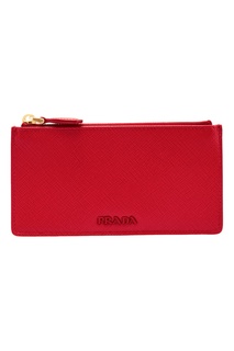 Красная визитница из сафьяновой кожи Prada