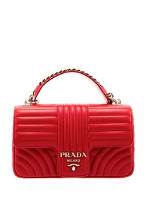 Красная кожаная сумка с фактурной отделкой Diagramme Prada
