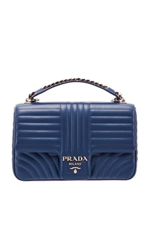 Синяя кожаная сумка с фактурной отделкой Diagramme Prada
