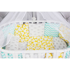 Комплект в кроватку AmaroBaby 15 предметов (3+12 подушек-бортиков) HAPPY BABY (бязь)