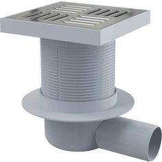 Душевой трап AlcaPlast 150х150/50 подводка боковая, нержавеющая сталь, гидрозатвор мокрый (APV5411)